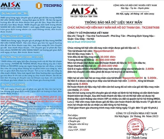 Cảnh báo phương thức lừa đảo giả mạo Công ty MISA chiếm đoạt tài sản ảnh 2 Cảnh báo phương thức lừa đảo giả mạo Công ty MISA chiếm đoạt tài sản ảnh 2