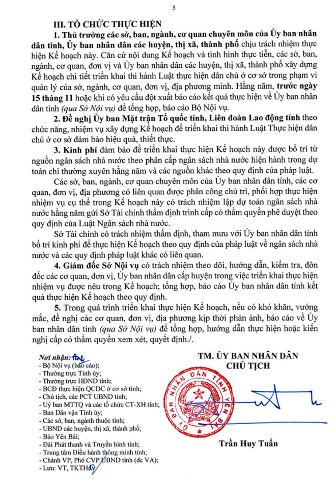 UBND tỉnh Yên Bái ban hành kế hoạch triển khai thi hành Luật Thực hiện dân chủ ở cơ sở ảnh 5