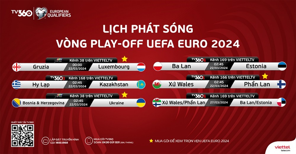 Đêm nay xem trực tiếp vòng play-off Uefa Euro 2024 trên TV360 ảnh 1 Đêm nay xem trực tiếp vòng play-off Uefa Euro 2024 trên TV360 ảnh 1