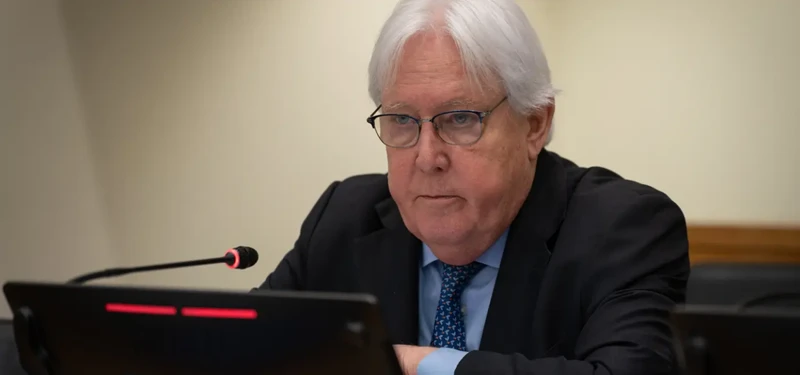 Phó Tổng Thư ký Liên hợp quốc phụ trách các vấn đề nhân đạo và cứu trợ khẩn cấp Martin Griffiths phát biểu tại cuộc họp cấp cao về Sudan bên lề cuộc tranh luận chung thường niên của Đại Hội đồng Liên hợp quốc, ngày 20/9.