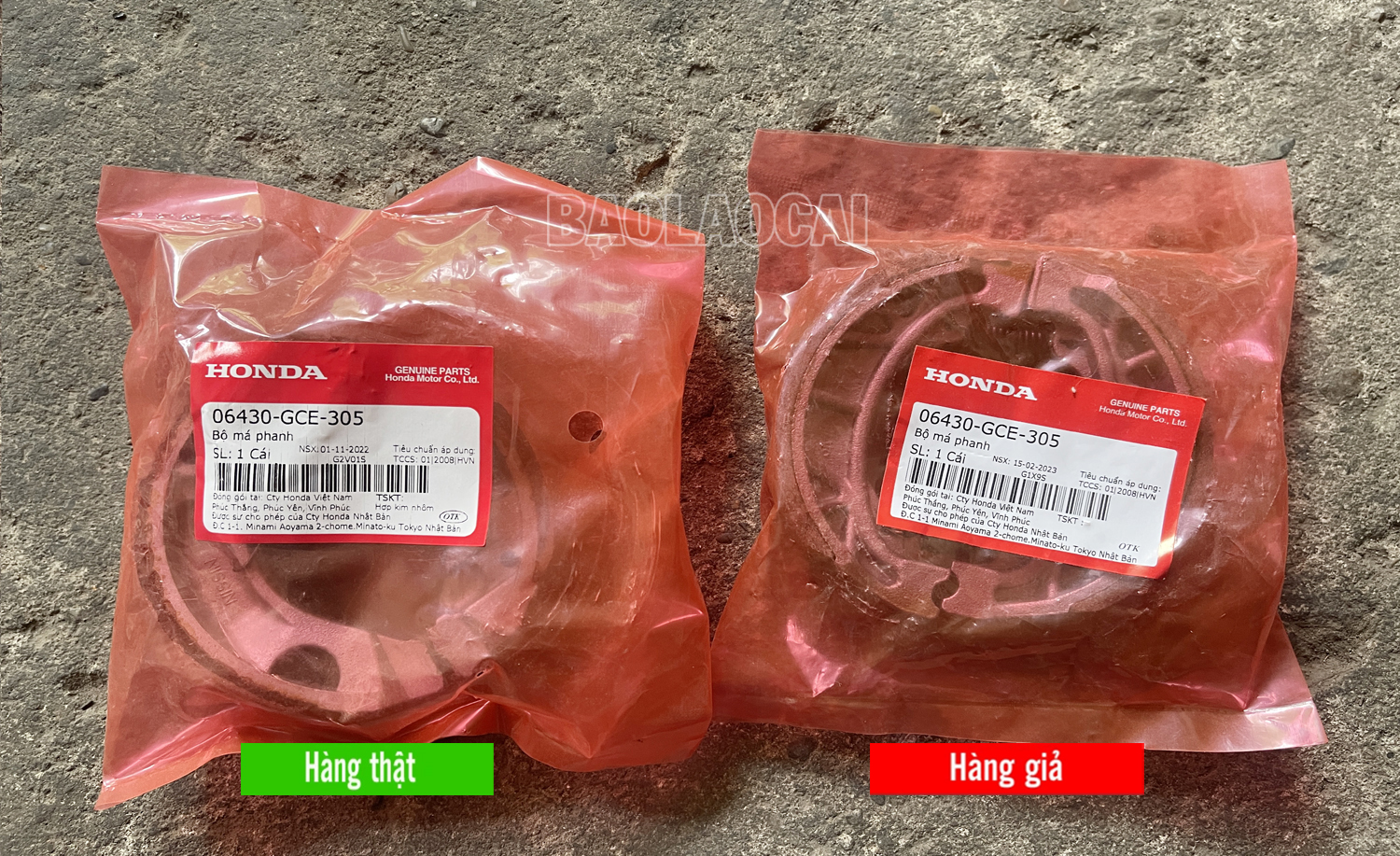 Má phanh xe máy hàng thật và hàng giả rất khó phân biệt. hd.jpg