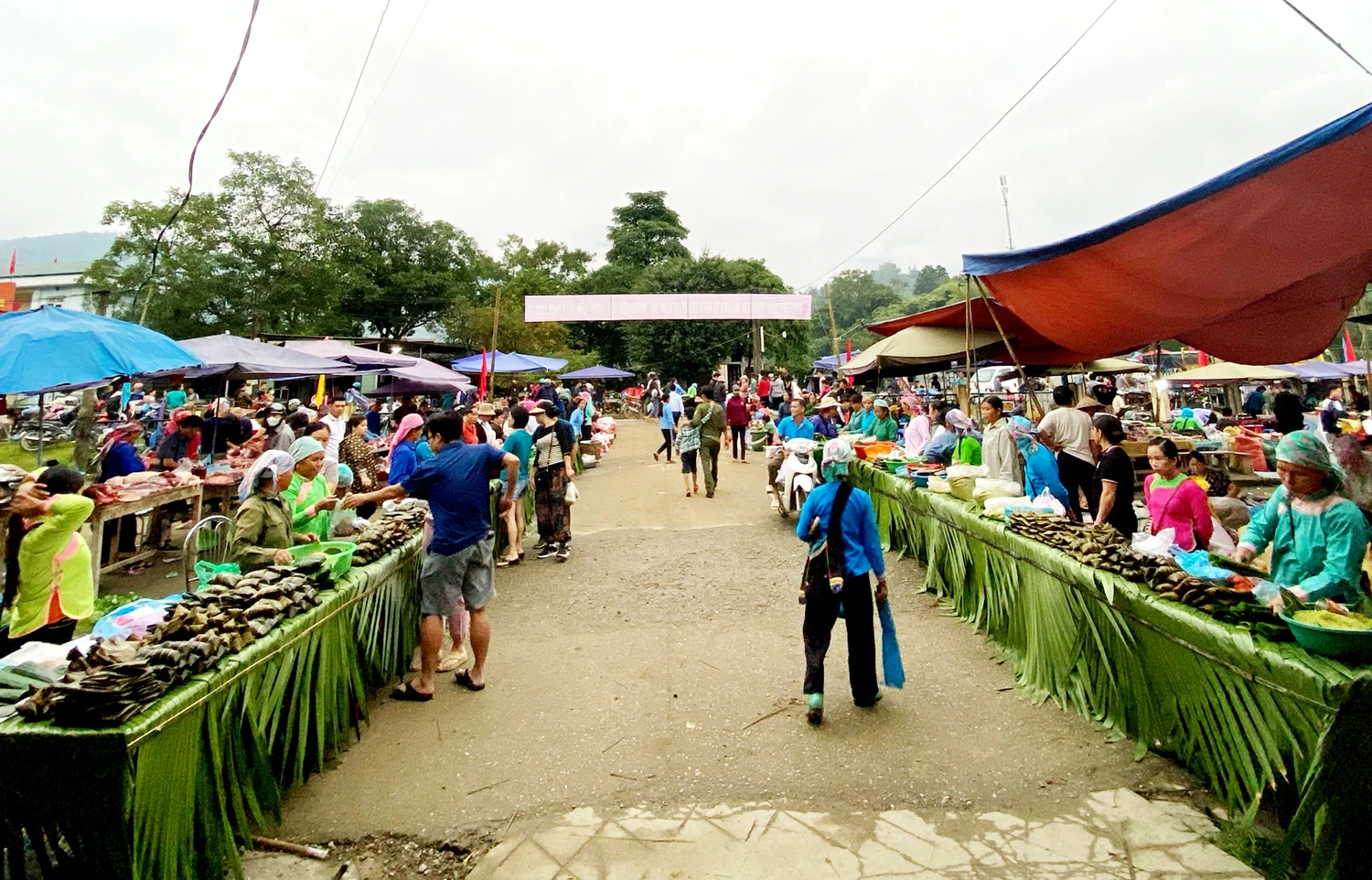 Nông sản bản địa được bày bán tại chợ phiên Hợp Thành.JPG