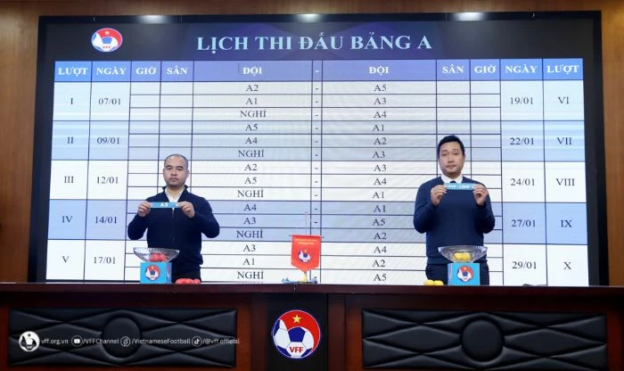Lễ bốc thăm xếp lịch thi đấu vòng loại giải bóng đá vô địch U19 Quốc gia 2024. Ảnh: VFF