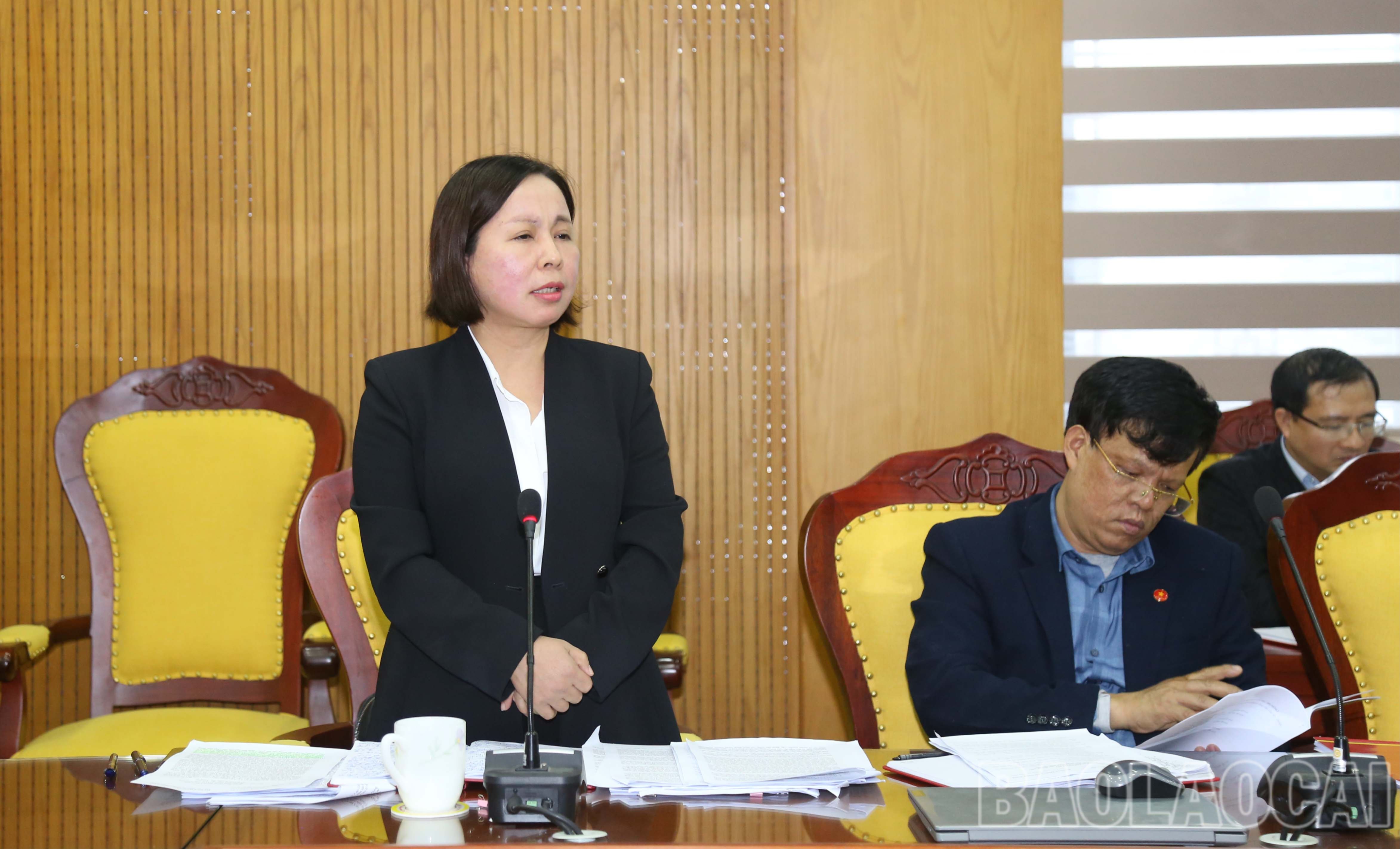 Trưởng Ban Dân vận Tỉnh ủy Lý Thị Vinh phát biểu ý kiến tại hội nghị. img-6624-361-5382.jpg