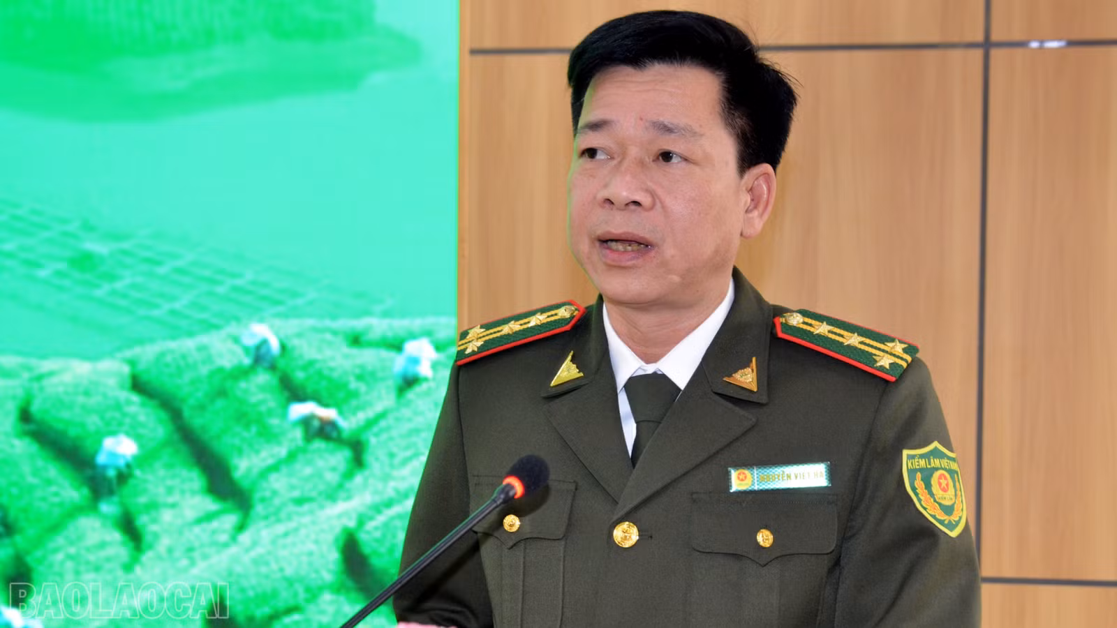 Lãnh đạo Chi cục Kiểm lâm phát biểu tham luận tại hội nghị.