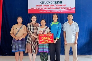 Trao hỗ trợ con giống dê sinh sản cho 4 hộ nghèo tại xã Cốc San
