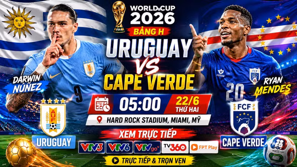 Nhận định Uruguay vs Cape Verde 5h 22/6: Khó thắng dễ
