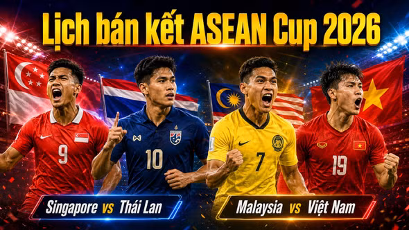 Cập nhật lịch thi đấu bán kết ASEAN Cup 2026 (AFF Cup) mới nhất