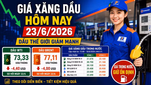 Giá xăng dầu hôm nay 23/6: Dầu thế giới giảm sâu, trong nước chờ điều chỉnh