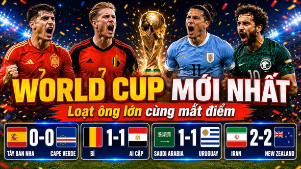 Kết quả World Cup 2026 mới nhất: Bốn trận hòa, bảng G và H khó lường