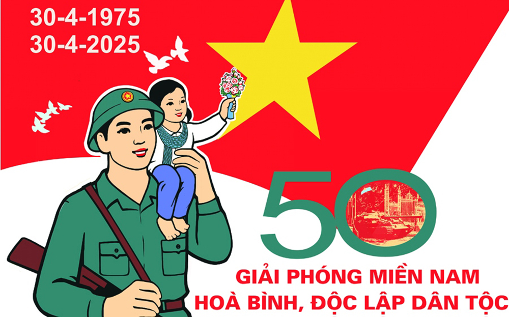 80 tranh cổ động tuyên truyền kỷ niệm 50 năm đại thắng mùa Xuân năm 1975 ảnh 1 80 tranh cổ động tuyên truyền kỷ niệm 50 năm đại thắng mùa Xuân năm 1975 ảnh 1