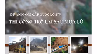 Dự án nâng cấp Quốc lộ 279 thi công trở lại sau mưa lũ