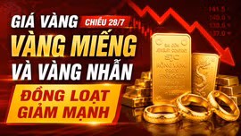 Giá vàng chiều 28/7: Vàng miếng và vàng nhẫn đồng loạt giảm mạnh
