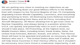 Tổng thống Trump: Mỹ đã "rất gần" mục tiêu đề ra, sắp hoàn tất chiến dịch quân sự ở Iran