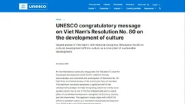 UNESCO đăng thông điệp chúc mừng Nghị quyết phát triển văn hóa Việt Nam