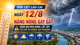 Thời tiết Lào Cai ngày 12/8: Nắng nóng gay gắt, cảnh báo mưa dông, lốc, sét cục bộ tại nhiều địa phương