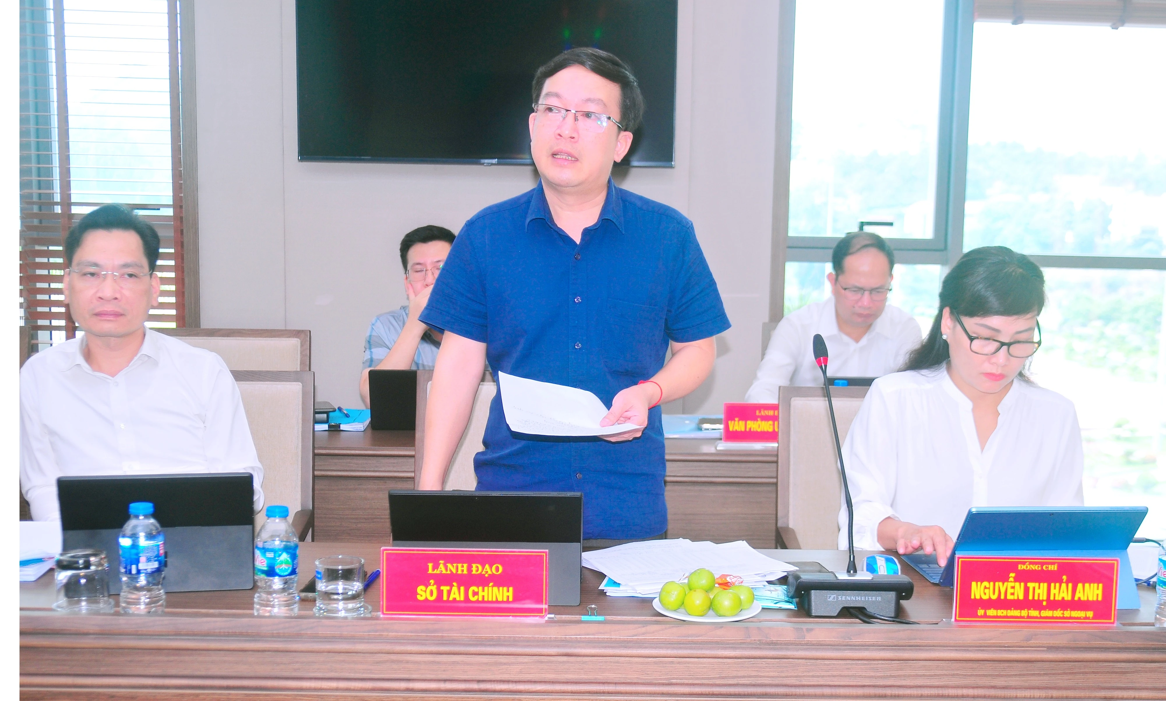 Lãnh đạo Sở Tài chính phát biểu tại buổi làm việc.