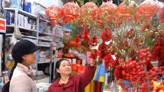 Thị trường đồ trang trí Tết: Đa dạng mẫu mã, giá cả hợp lý