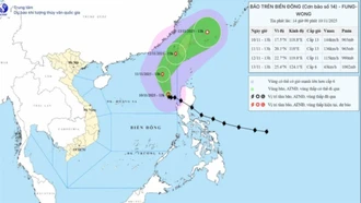 Bão số 14 duy trì cường độ gió giật cấp 16, hướng vào Đài Loan (Trung Quốc)