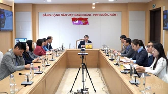 Các đại biểu dự lớp bồi dưỡng tại điểm cầu chính tại Ban Tổ chức Tỉnh ủy.