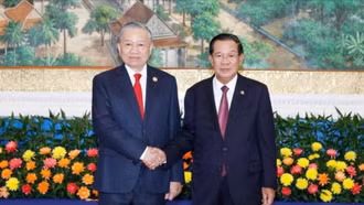 Tổng Bí thư Tô Lâm hội kiến Samdech Techo Hun Sen