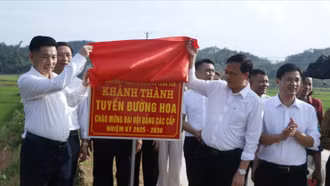 Xã Trấn Yên phát động phong trào xây dựng tuyến đường kiểu mẫu và khánh thành tuyến đường hoa