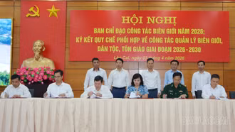 Ký kết Quy chế phối hợp về công tác quản lý biên giới, lãnh thổ, công tác dân tộc, tôn giáo