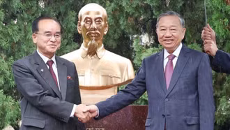 Tổng Bí thư Tô Lâm dự Lễ khánh thành tượng Chủ tịch Hồ Chí Minh tại Triều Tiên