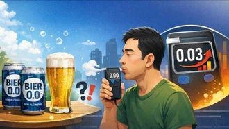 Uống bia 0 độ, thổi nồng độ cồn có lên?