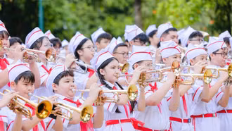 Hơn 10.000 thiếu nhi cả nước đồng diễn nghệ thuật trống kèn 'Đất nước trọn niềm vui'