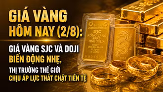 Giá vàng hôm nay (2/8): Giá vàng SJC và DOJI biến động nhẹ, thị trường thế giới chịu áp lực thắt chặt tiền tệ