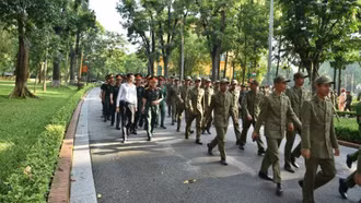 Lực lượng tham gia diễu binh, diễu hành dâng hương tại Khu Di tích Chủ tịch Hồ Chí Minh