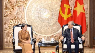 Tổng Bí thư Tô Lâm tiếp Đoàn đại biểu Hội đồng Quốc gia Mặt trận Đoàn kết phát triển Tổ quốc Campuchia