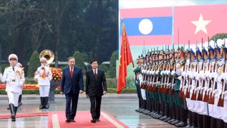 Tổng Bí thư Tô Lâm chủ trì lễ đón Tổng Bí thư, Chủ tịch nước Lào Thongloun Sisoulith