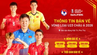 VFF công bố giá vé xem U23 Việt Nam đá vòng loại châu Á