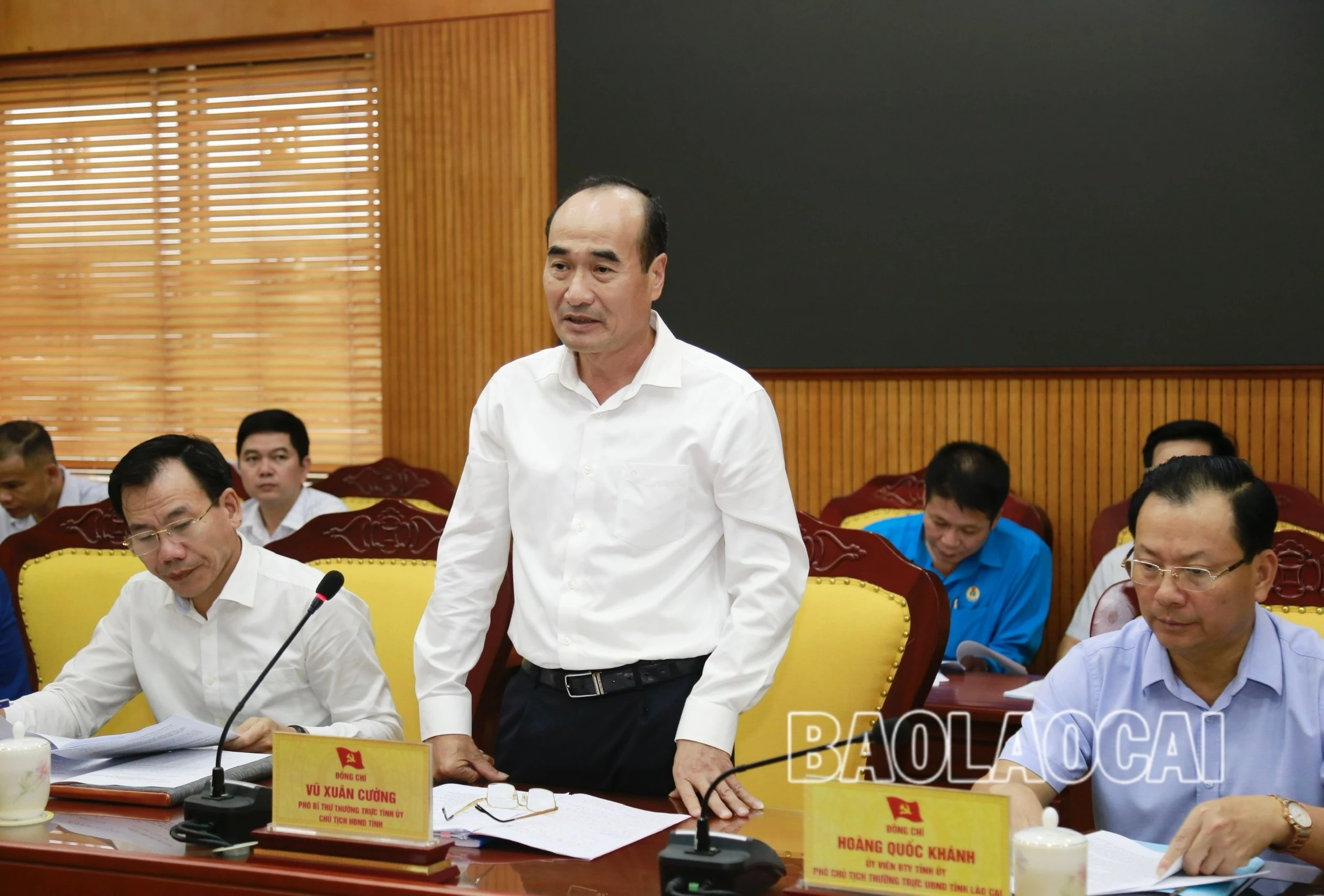 Đồng chí Vũ Xuân Cường, Phó Bí thư Thường trực Tỉnh ủy, Chủ tịch HĐND tỉnh phát biểu tại buổi làm việc.