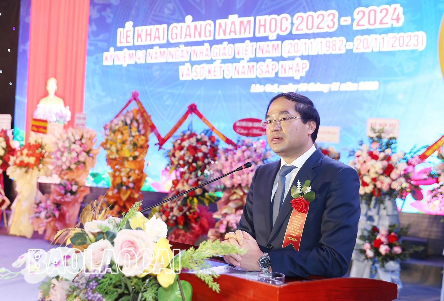 Đồng chí Trịnh Xuân Trường, Chủ tịch UBND tỉnh phát biểu tại buổi lễ.jpg