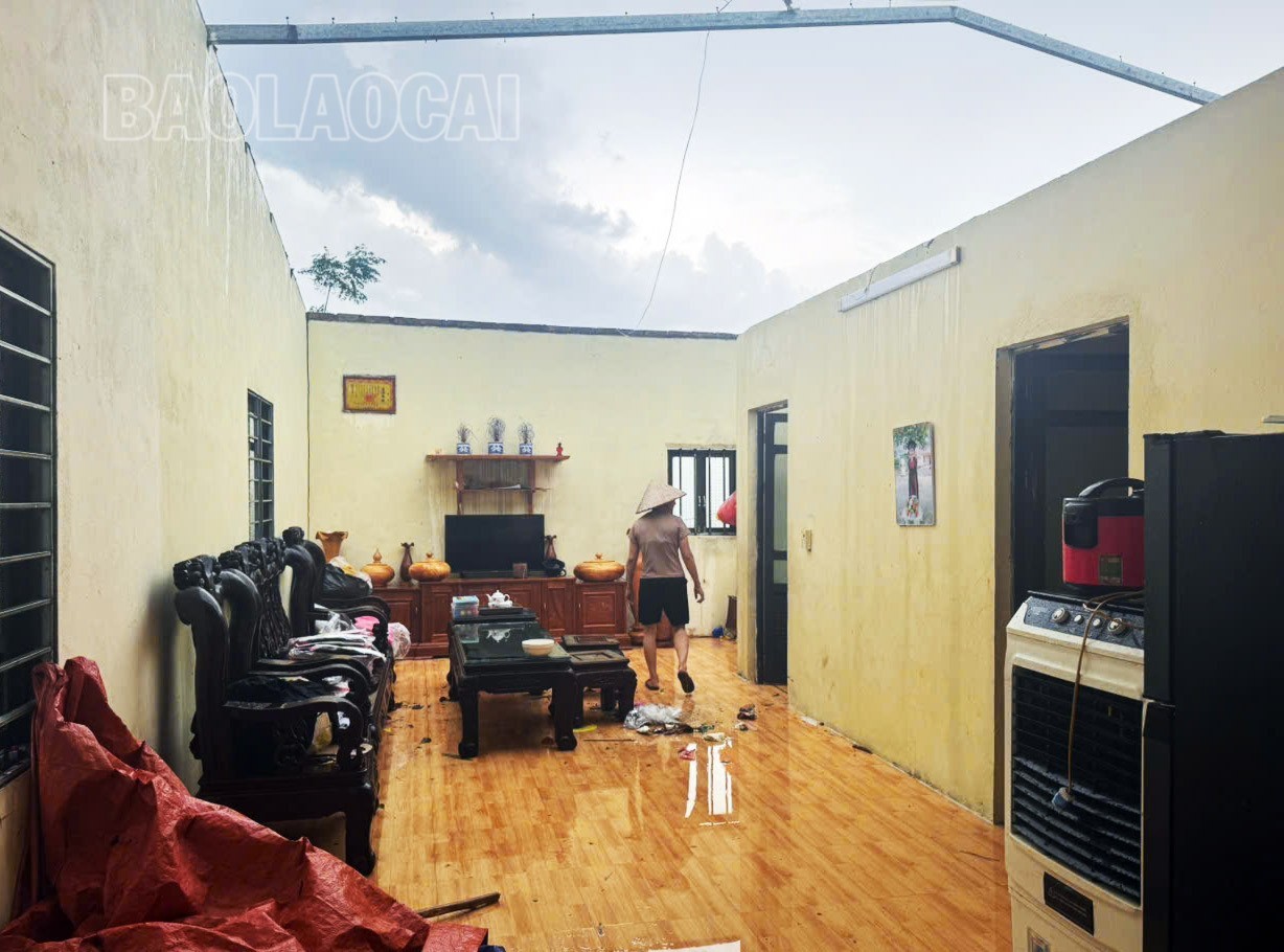 Một nhà dân xã Khánh Yên bị tốc mái hoàn toàn. z6823792930204-192316357d6e31c3e80677994b60daec-4903.jpg