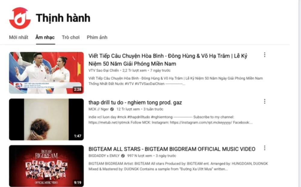 Ca khúc 4 tỷ lượt xem dịp 30/4 đạt top 1 trending Youtube ảnh 1