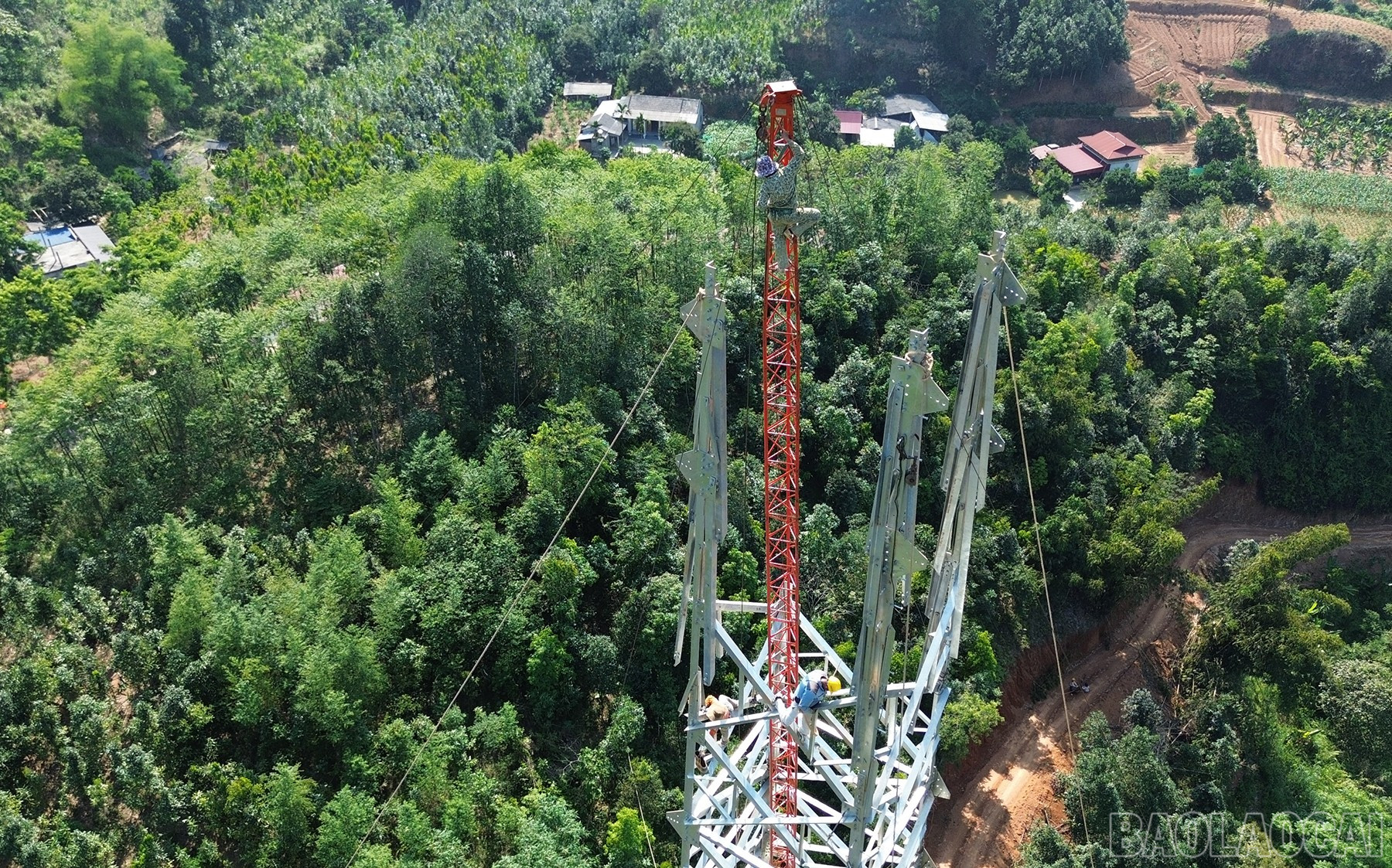 Cột VT24 thuộc gói thầu số 1 là một trong những vị trí cột thi công hoàn thành sớm nhất trên toàn tuyến dự án thuộc địa bàn tỉnh Lào Cai. baolaocai-br_dji-0858.jpg