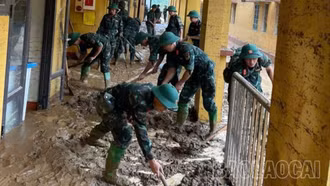 Lực lượng vũ trang tỉnh hỗ trợ Nhân dân khắc phục hậu quả hoàn lưu bão số 10