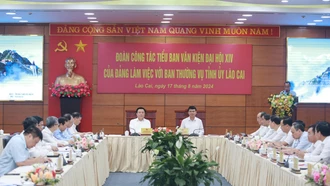 Đoàn công tác Tiểu ban Văn kiện Đại hội XIV của Đảng làm việc với Ban Thường vụ Tỉnh ủy Lào Cai