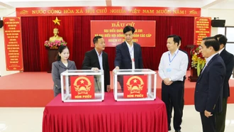 Phó Chủ tịch UBND tỉnh Phan Trung Bá kiểm tra công tác chuẩn bị bầu cử tại phường Cam Đường