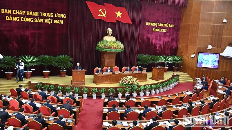 Quang cảnh Hội nghị lần thứ sáu Ban Chấp hành Trung ương Đảng khóa XIII. (Ảnh: ĐĂNG KHOA)