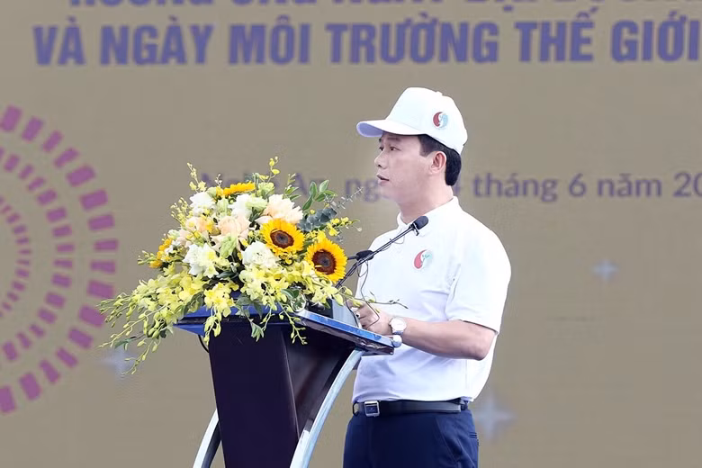 Bộ trưởng Bộ TN&amp;MT Đặng Quốc Khánh phát biểu tại sự kiện.