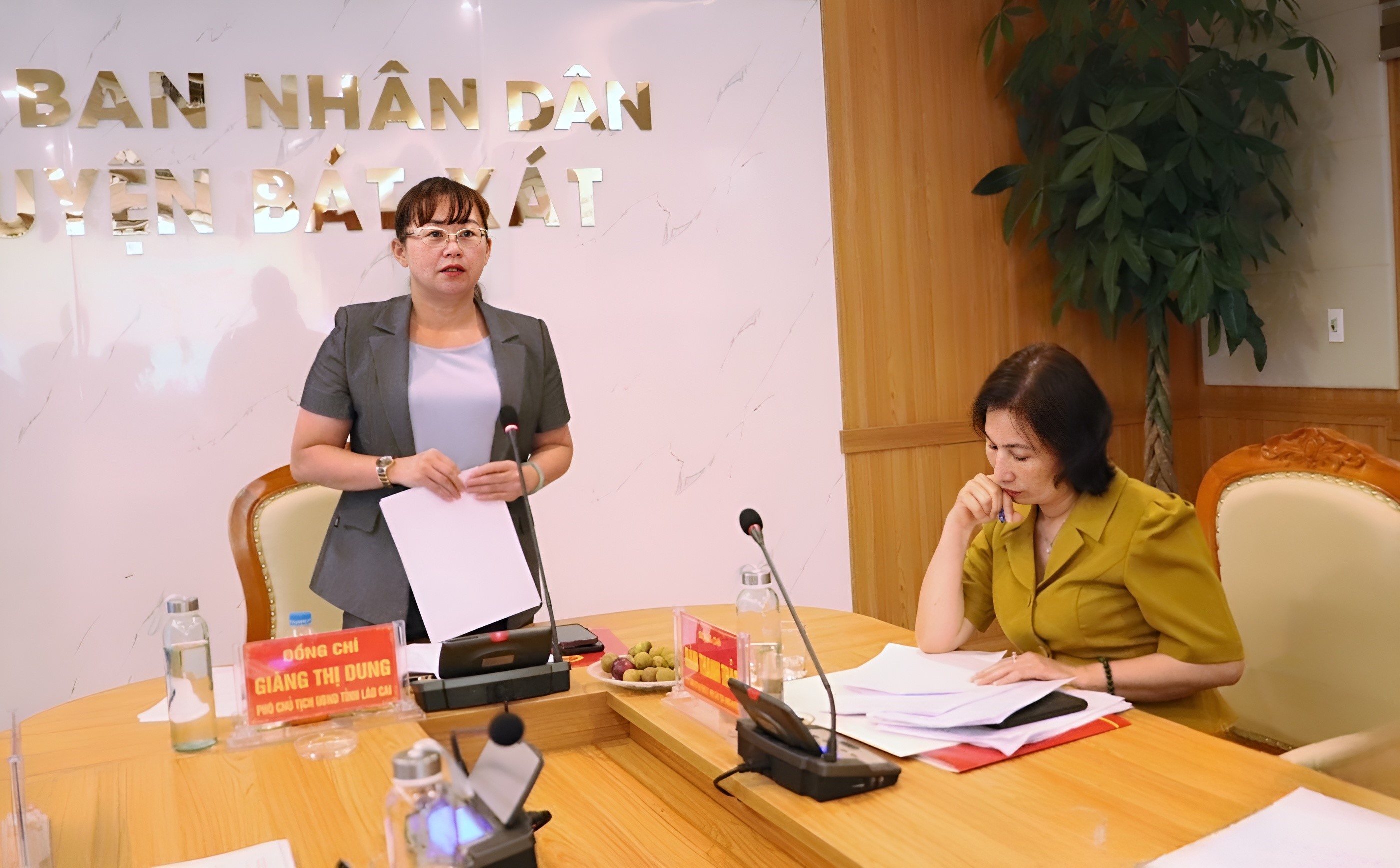Phó Chủ tịch UBND tỉnh Giàng Thị Dung phát biểu tại buổi làm việc. 3.jpeg