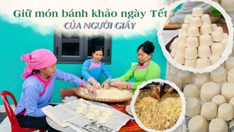 Giữ món bánh khảo ngày Tết của người Giáy