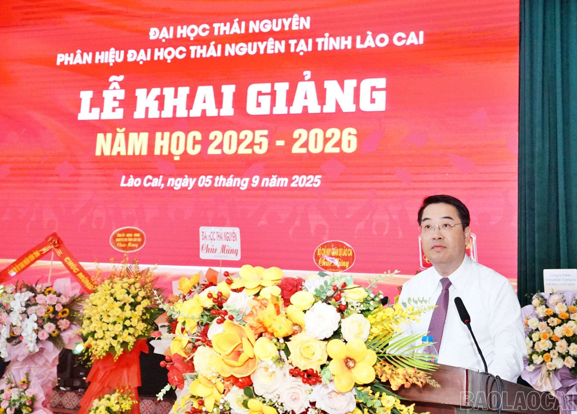 Đồng chí Nguyễn Tuấn Anh, Phó Bí thư Tỉnh ủy phát biểu tại buổi lễ. baolaocai-br_thai6.jpg