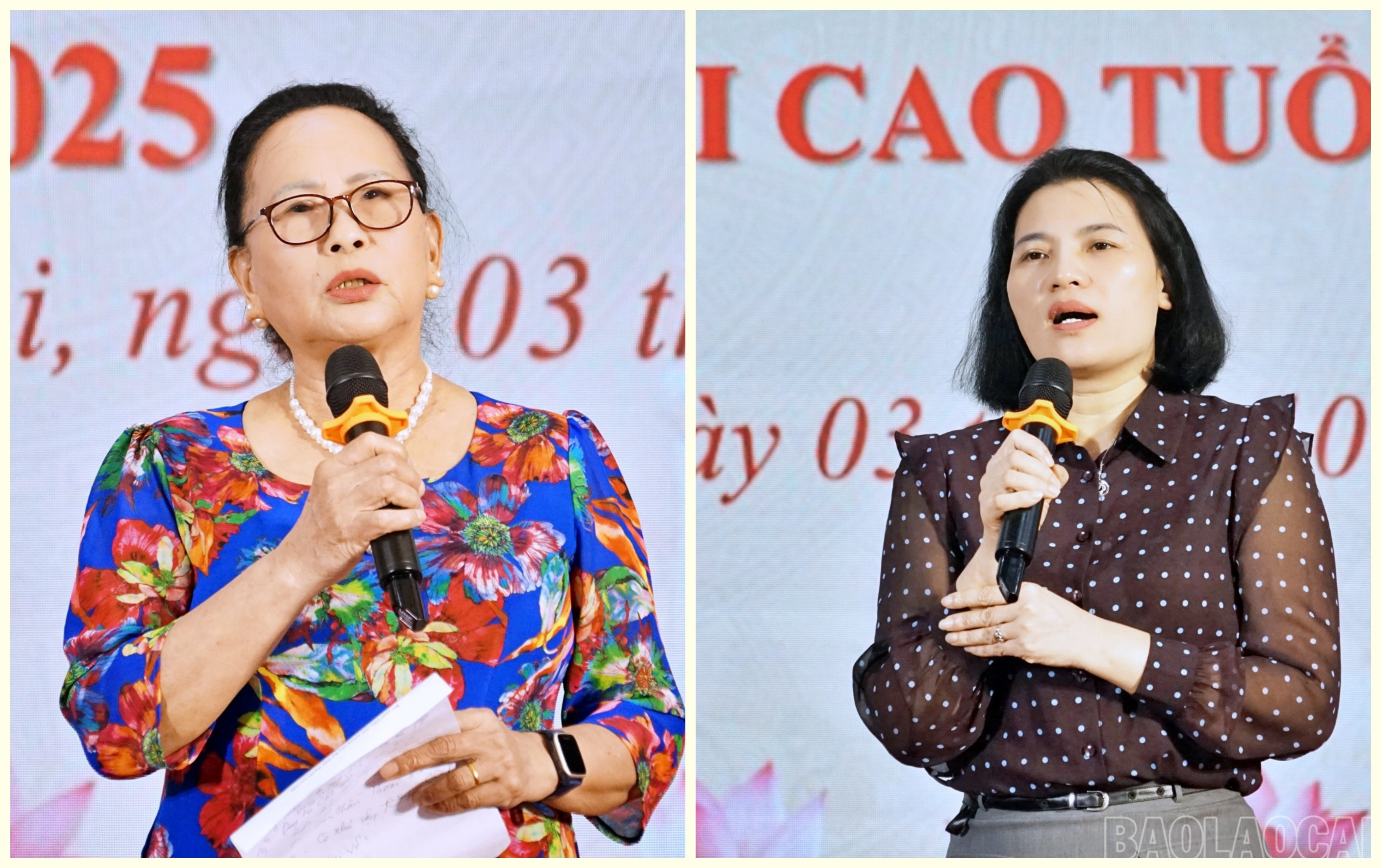 Các đại biểu trao đổi ý kiến về công tác quan tâm, chăm sóc người cao tuổi trên địa bàn. baolaocai-br_ncttt.jpg