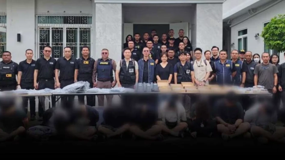 Cảnh sát Thái Lan và Hàn Quốc phối hợp triệt phá vụ án lừa đảo viễn thông xuyên quốc gia. (Ảnh: Matichon)